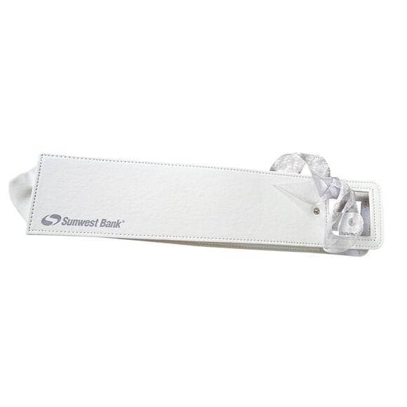 Sunwest Bank Promo Bottle Carrier - White Tote Bag - Faux Leather + Snap Closure - Picture 2 of 12